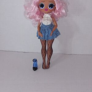 Fashion Doll with Pink Hair and Blue Skirt